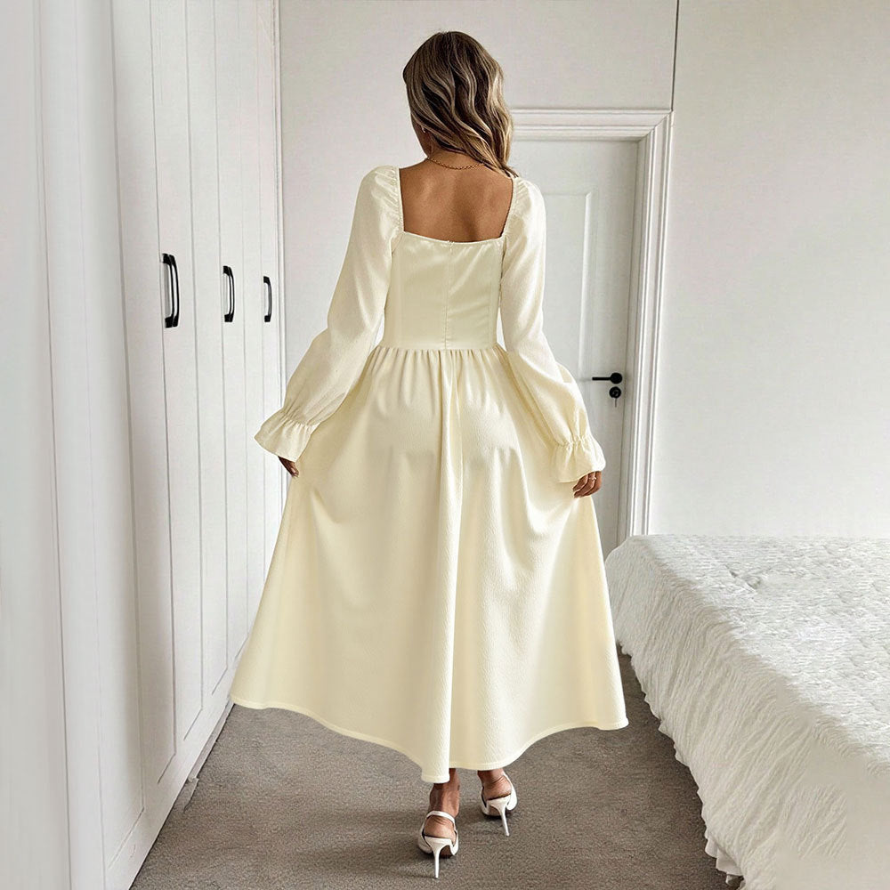 Robe maxi élégante pour femmes avec cordon de serrage sophistiqué et manches bouffantes Levoire