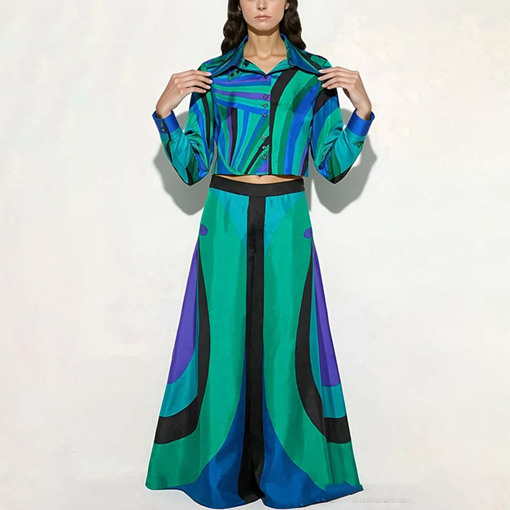 Ensemble pour femmes élégant à deux pièces avec crop top et jupes maxi Levoire