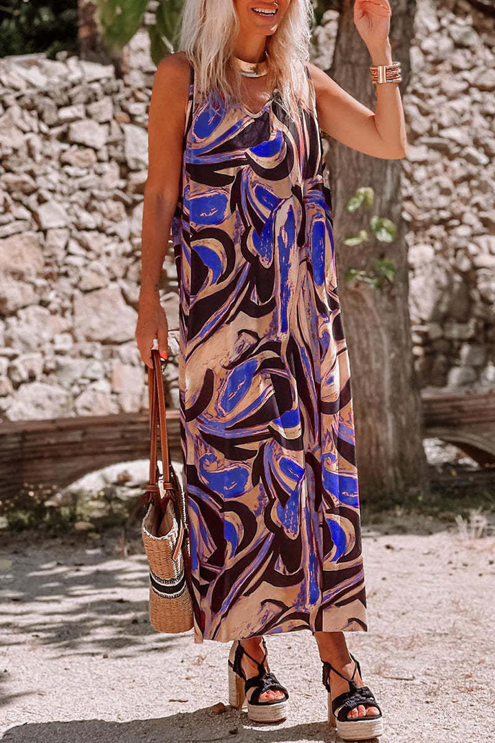 Levoire | Robe loose sans manches imprimée relaxante pour femmes