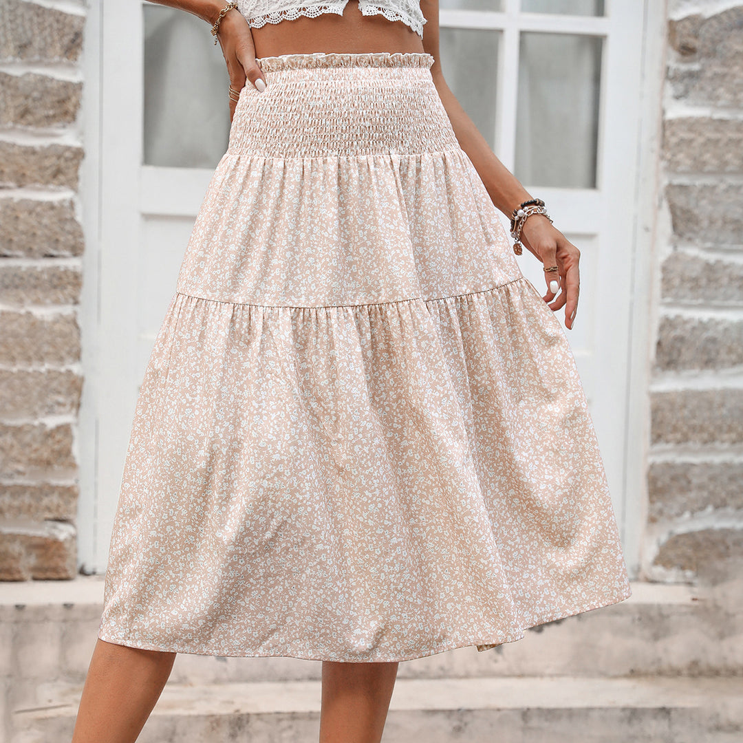 Jupe midi pour femmes avec taille élastique et motif floral Levoire