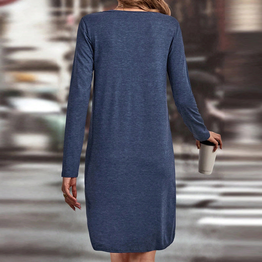 Levoire | Robe décontractée V-col canard Uni Manches longues Robe