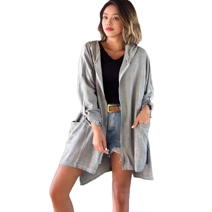 Veste de transition pour femme, loose, de haute qualité, avec capuche et poches pratiques Levoire