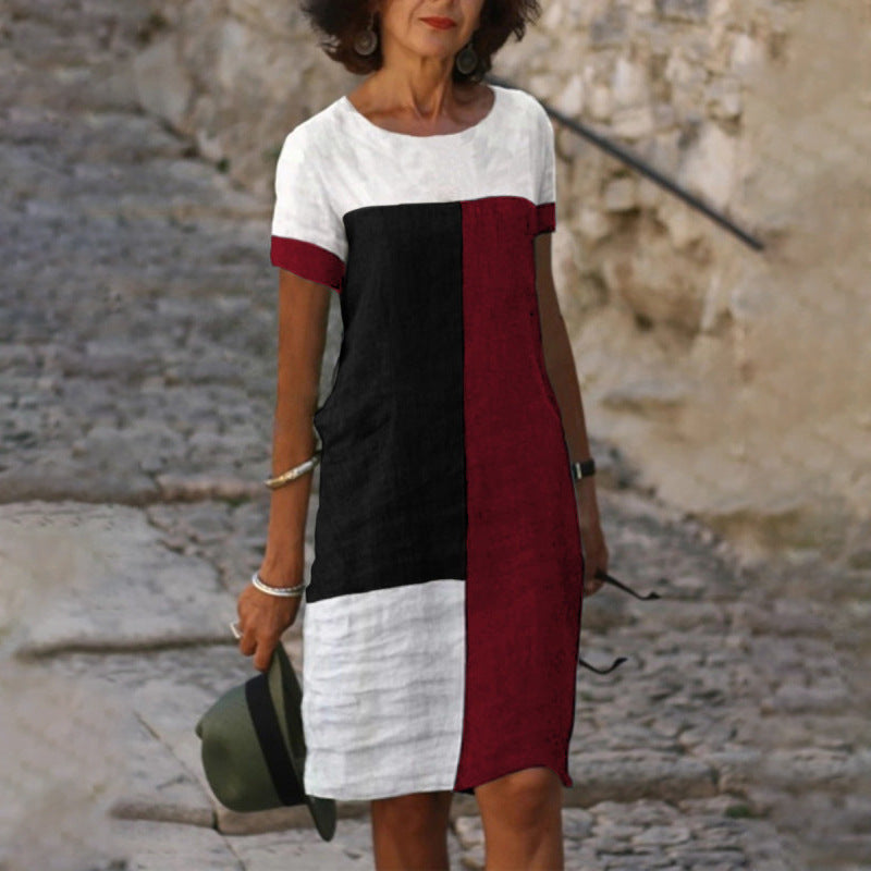 Levoire | robe à manches courtes à col rond imprimé décontracté