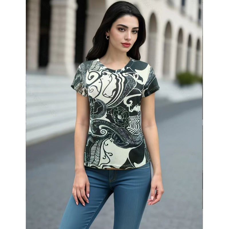 T-shirt pour femme avec design de lèvres créatif et coupe décontractée Levoire