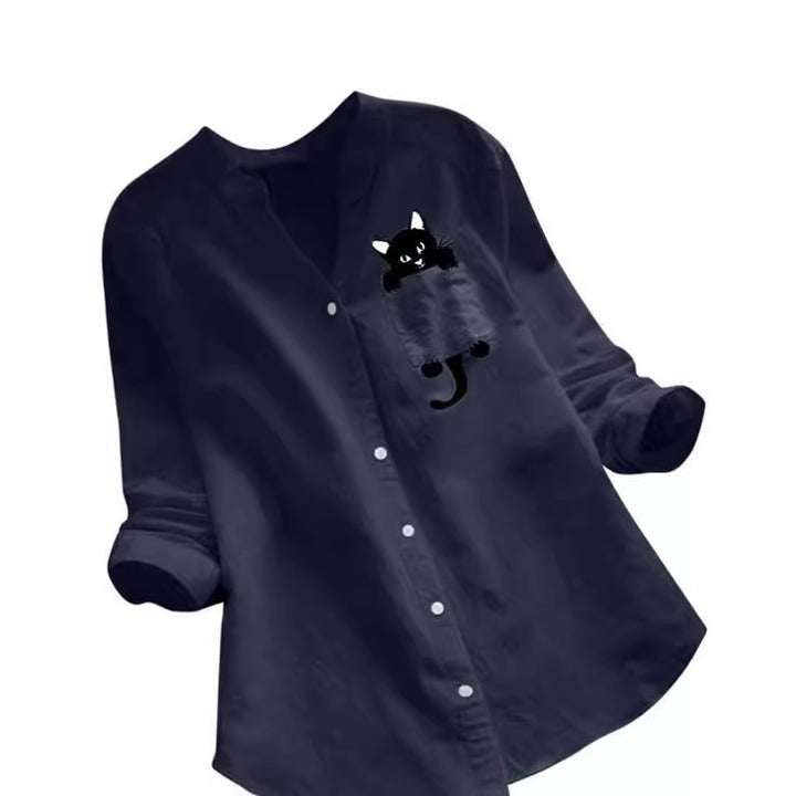 Blouse tendance pour femmes avec motif de chat amusant Levoire