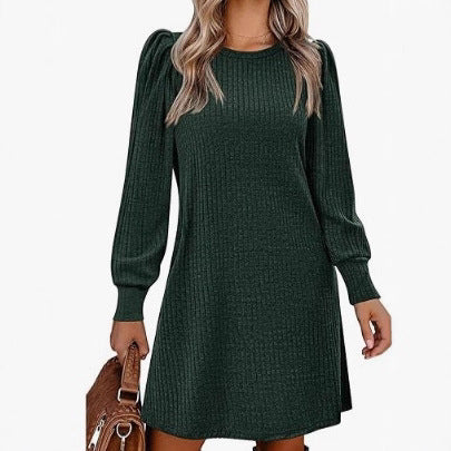 Robe pull femme avec tricot à côtes décontracté et élégantes manches bouffantes Levoire