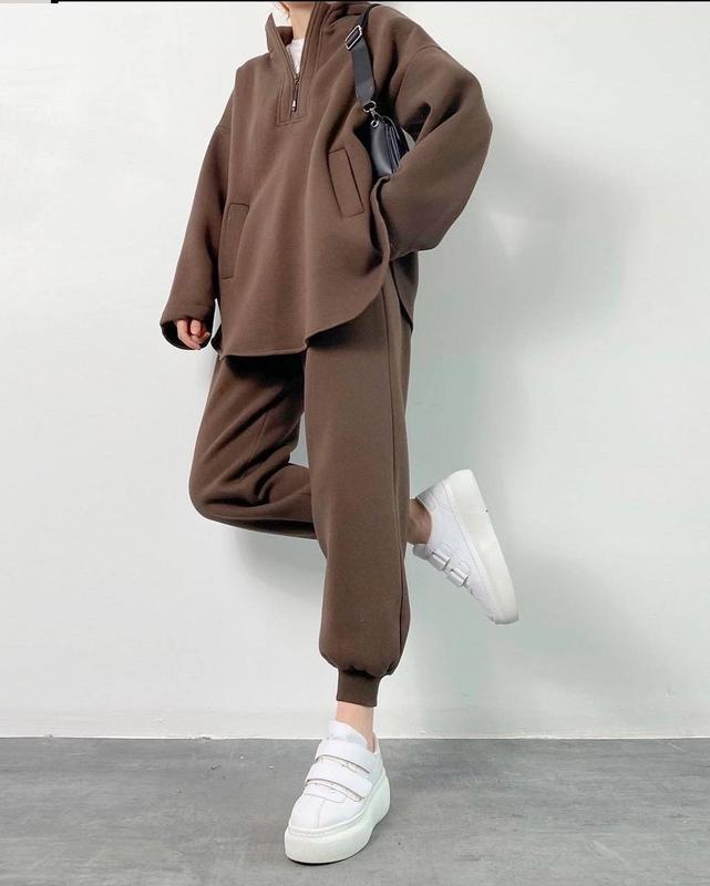 Levoire | Sweat à capuche relaxant central - ensemble deux pièces Braun