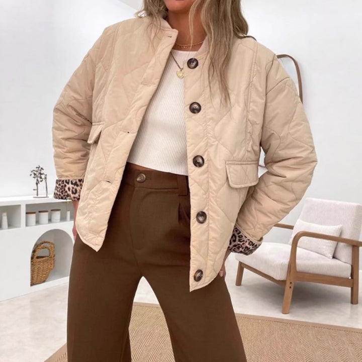 Veste matelassée de transition pour femmes au design moderne avec doublure imprimée animalier Levoire
