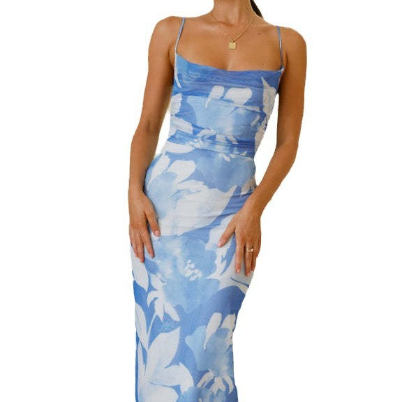 Robe maxi élégante pour femme avec motif floral et bretelles fines Levoire