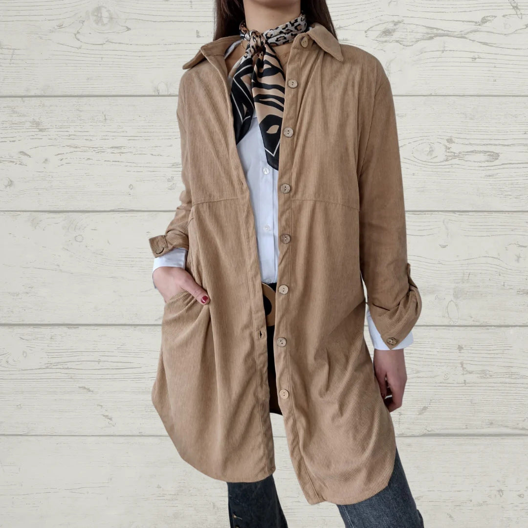 Chemise veste à manches longues pour femmes avec design en cordon texturé et poches pratiques Levoire
