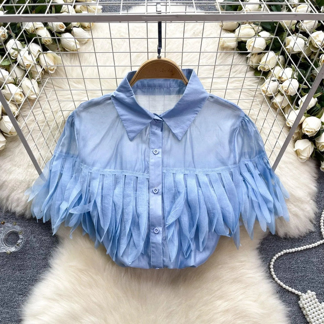 Levoire | Chemisier à manches courtes puff Bleu Taille libre