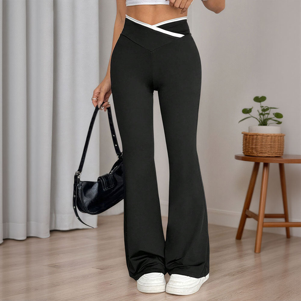 Pantalons de yoga évasés pour femmes avec taille haute et détails de surpiqûres élégants Levoire