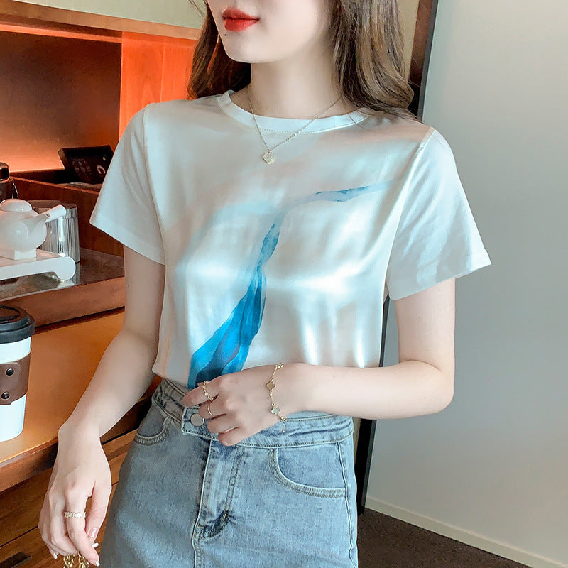 T-shirt pour femmes avec imprimé aquarelle créatif et coupe décontractée Levoire