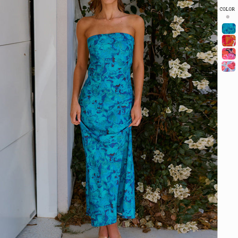Robe maxi pour femme avec design hors des épaules et imprimé floral Levoire