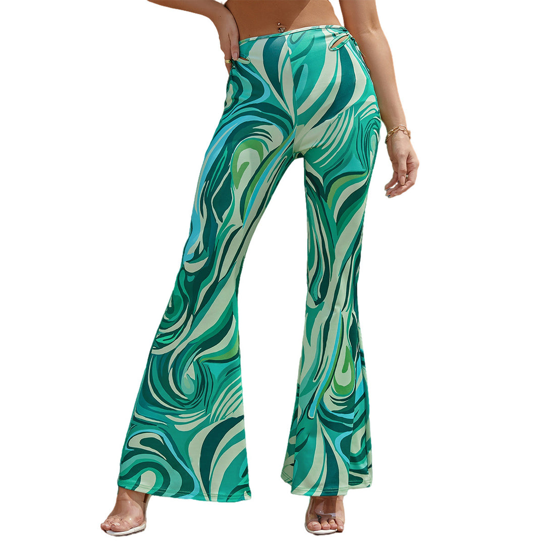 Pantalons palazzo larges pour femmes avec motif vague tendance Levoire