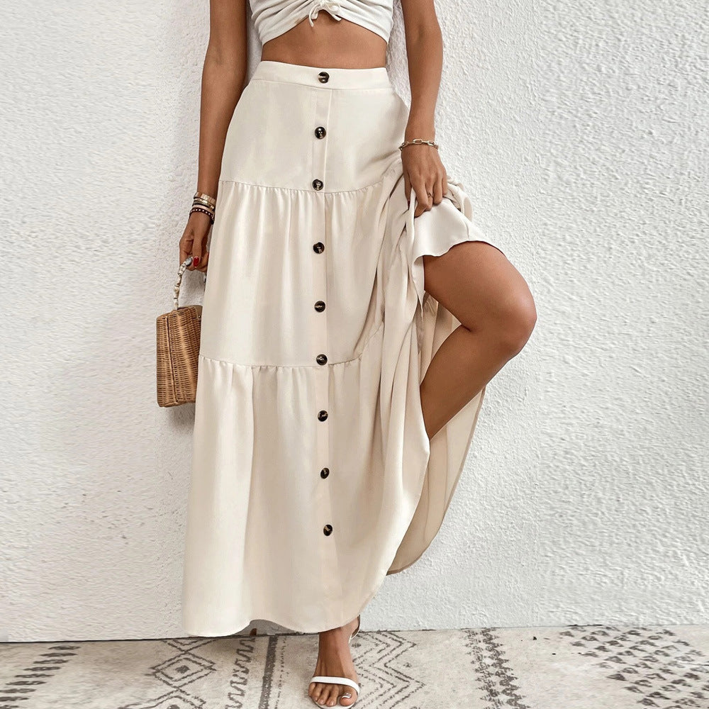Jupe maxi pour femmes avec patte de boutonnage et coupe fluide Levoire