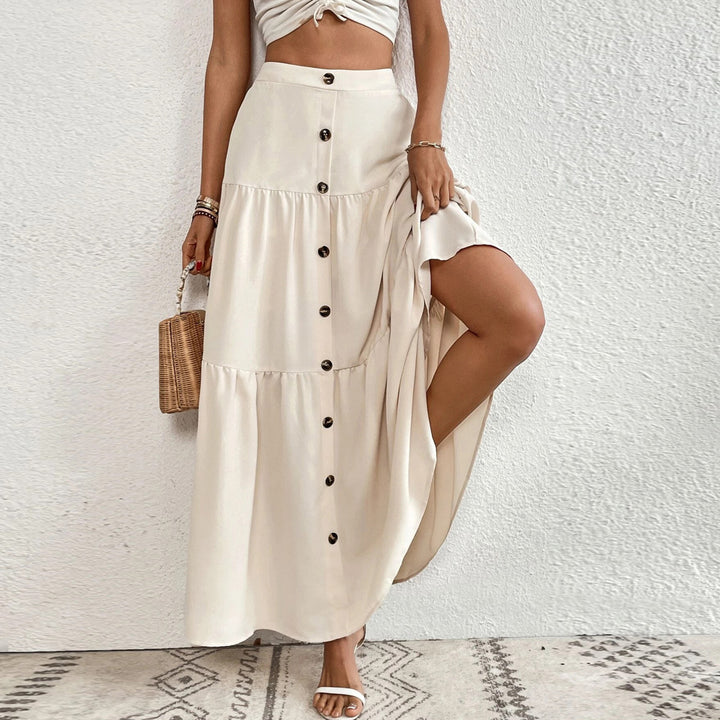 Jupe maxi pour femmes avec patte de boutonnage et coupe fluide Levoire