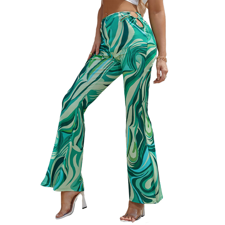 Pantalons palazzo larges pour femmes avec motif vague tendance Levoire