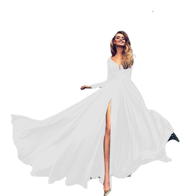 Levoire | Robe Longue à Manches Longues V Profonde Attrayante