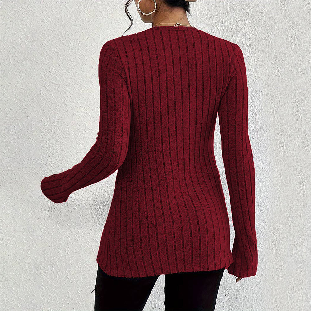Cardigan pour femme à manches longues avec texture à côtes fines et détails de boutons élégants Levoire