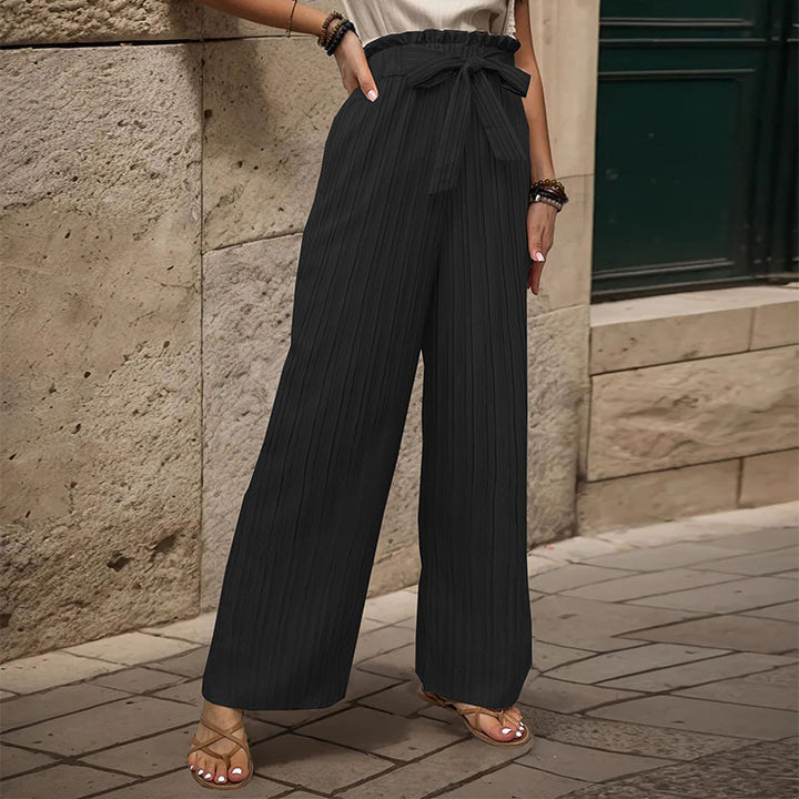 Pantalons plissés pour femmes avec ceinture élastique et ceinture à la taille Levoire