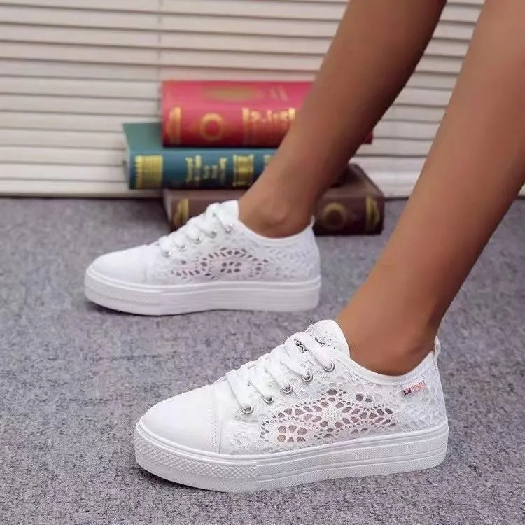 Levoire | Chaussures en dentelle pour femmes avec semelles – Design élégant et respirant Blanc