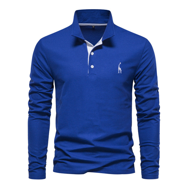 Homme Polo à manches longues avec col moderne et qualité coton respirant Avriane