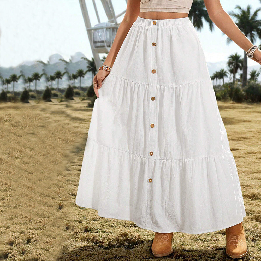 Jupe midi femme avec détails de boutons et design évasé Levoire