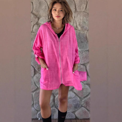 Veste de transition pour femme, loose, de haute qualité, avec capuche et poches pratiques Levoire