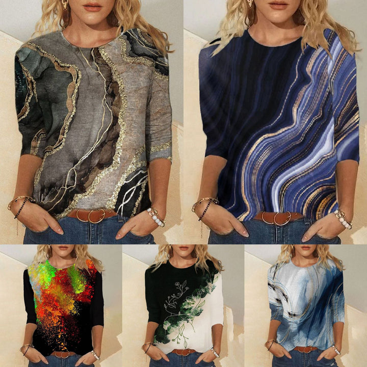Levoire | Trendik grafinique imprimé col rond à manches longues t-shirt