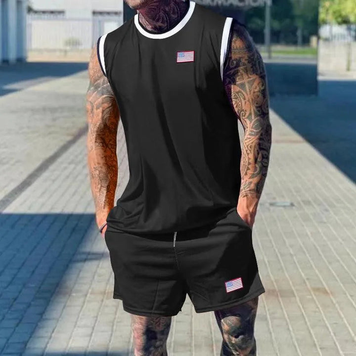 Levoire | Ensemble de shorts de sport et de t-shirts à manches courtes pour hommes Noir