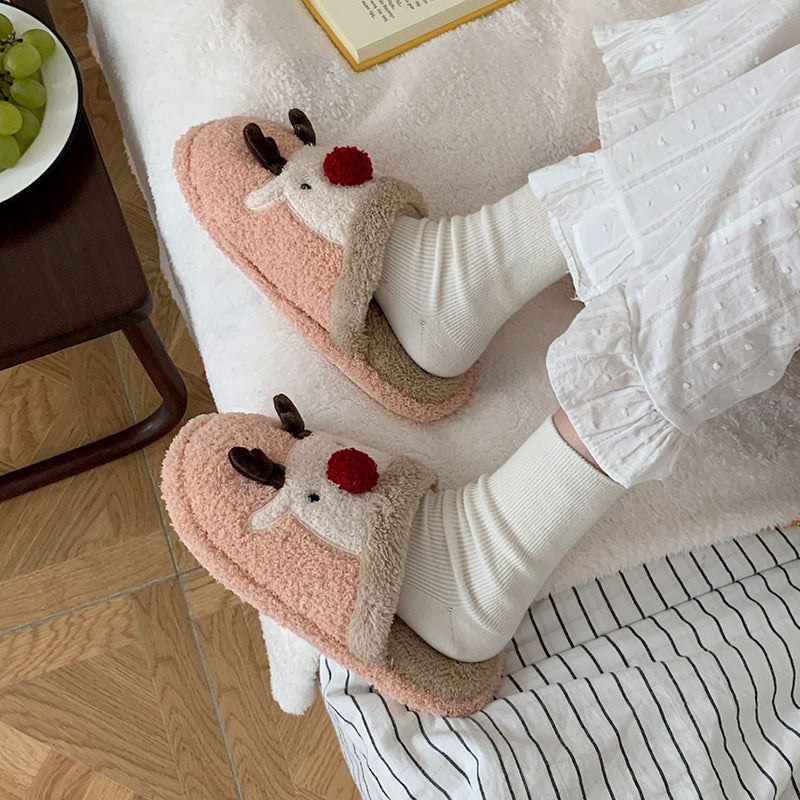 Levoire | Amusant Épais Chaud Chaussons Imprimé Renne Pour Femmes