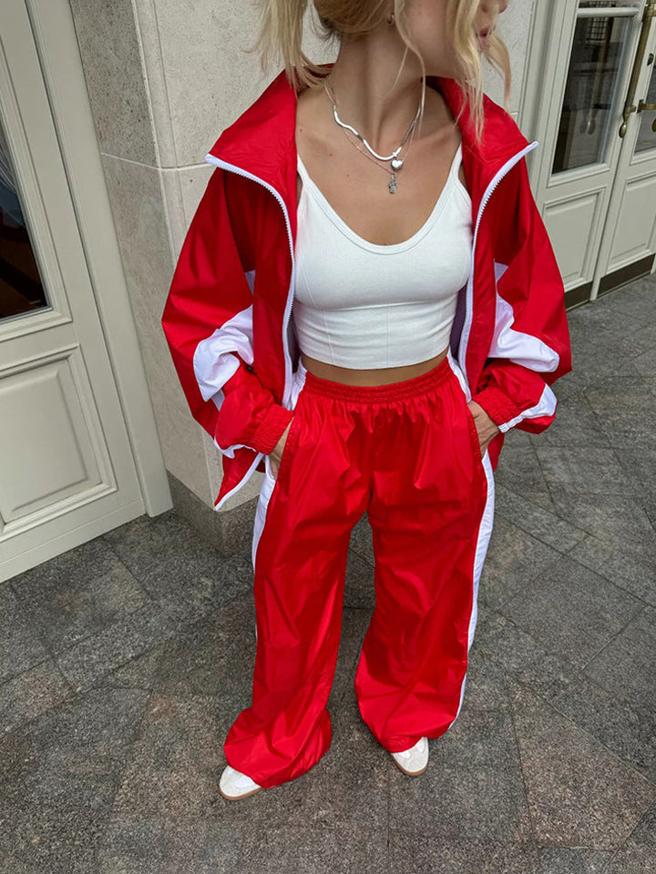 Levoire | Trendik Contraste Veste Tricot Chemise Pantalon Survêtement Rot