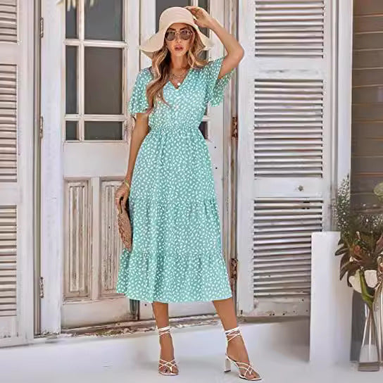 Robe maxi femme avec silhouette A-line décontractée et détails volantés Levoire