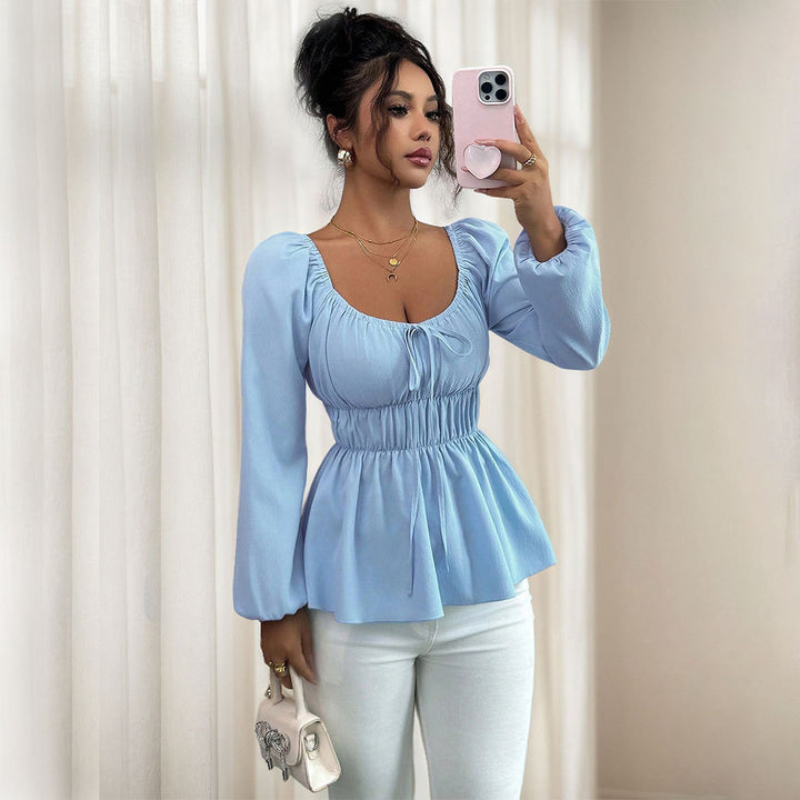 Blouse décontractée pour femmes avec insert à la taille et manches volumineuses Levoire