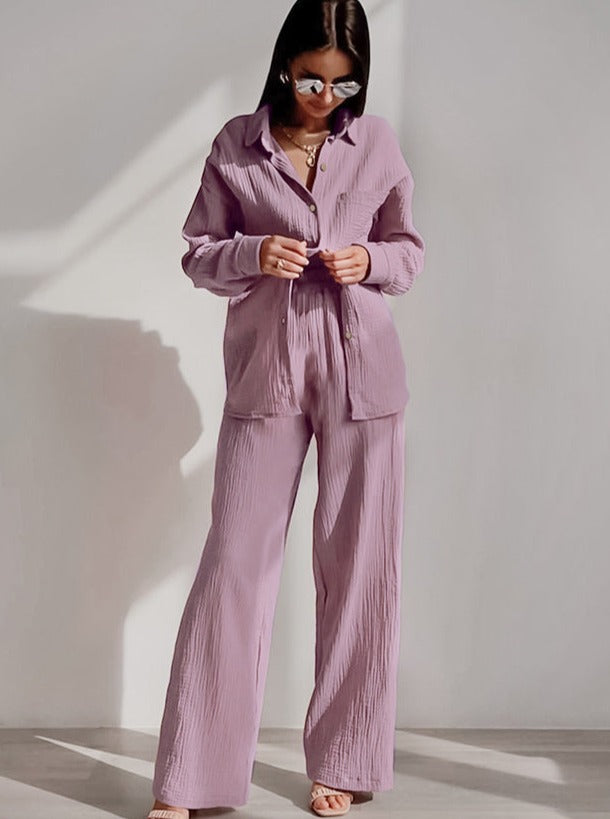 Levoire | Pyjama À Domicile Crêpe À Manches Longues Lilas