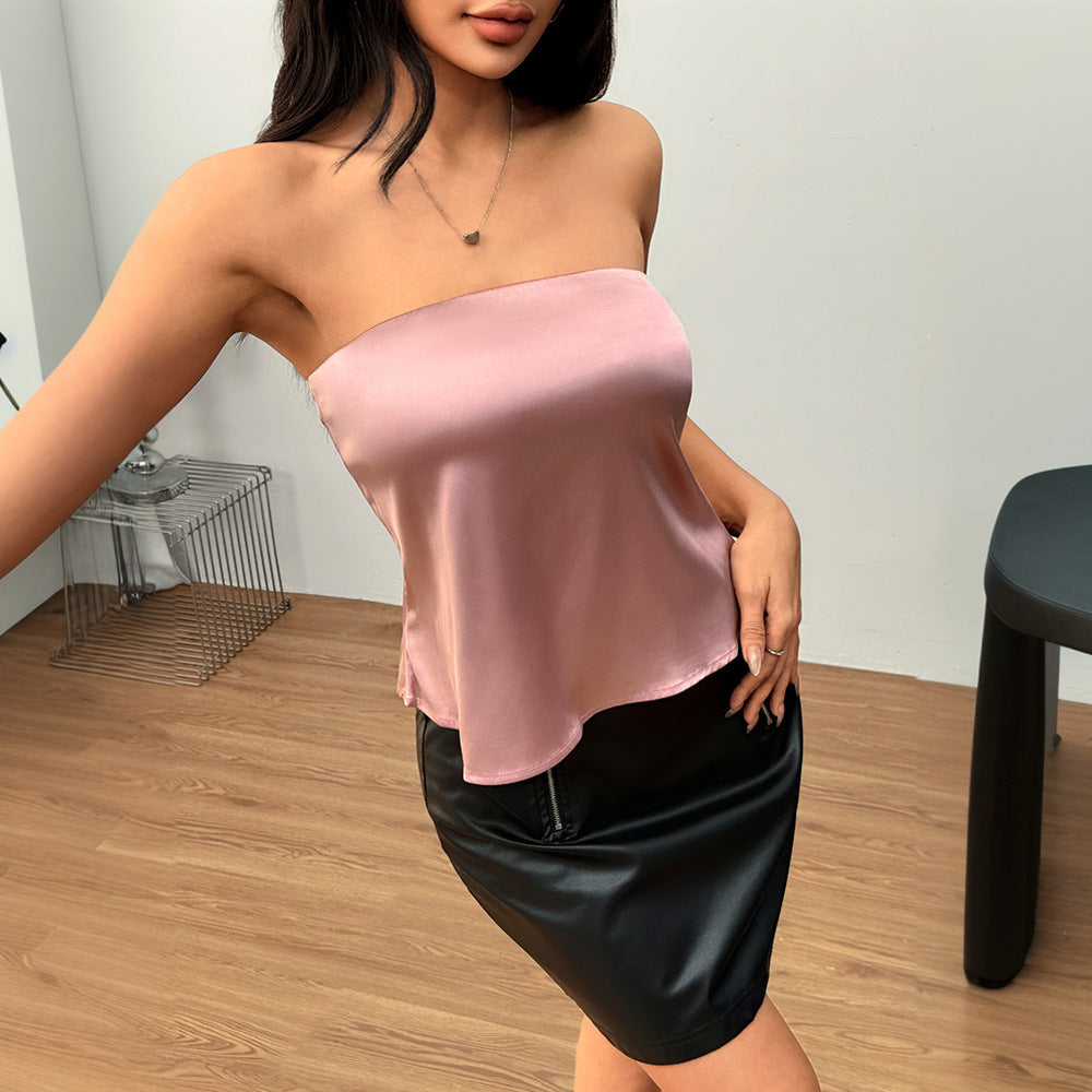 Top en chiffon sans bretelles pour femmes avec coupe fluide Levoire