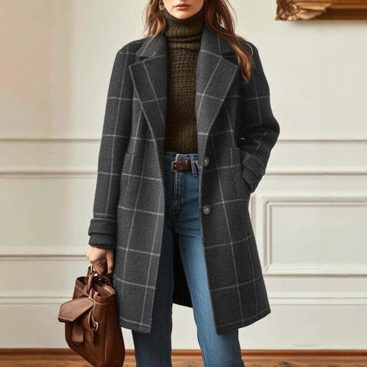 Manteau en laine à carreaux pour femmes Levoire