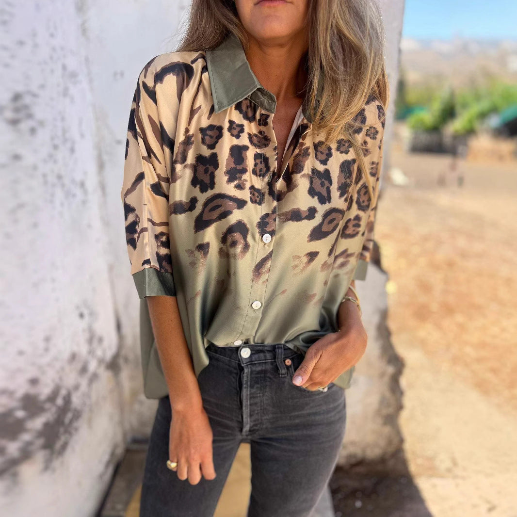 Blouse en soie élégante pour femmes avec un motif léopard contemporain Levoire