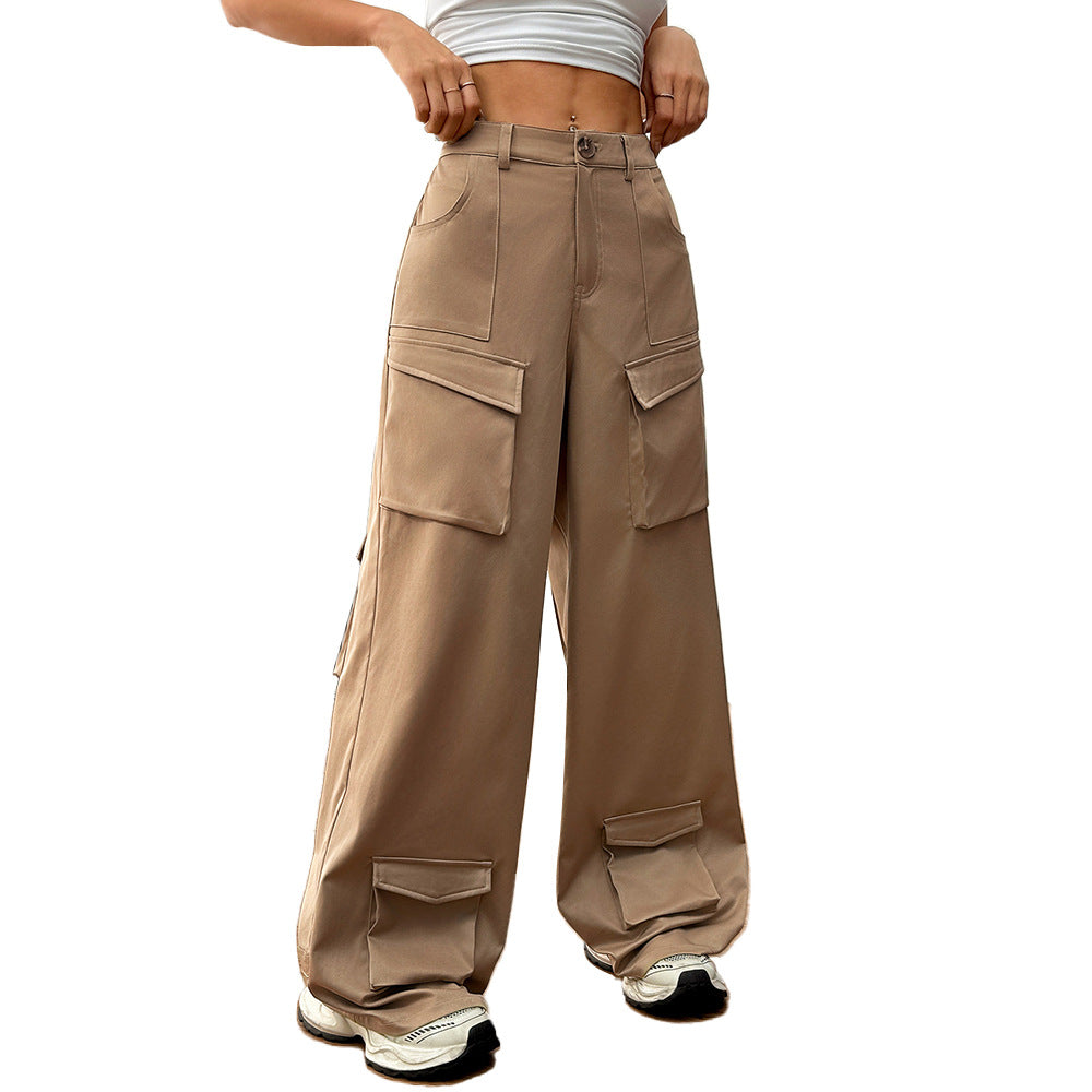 Pantalons cargo larges pour femmes avec poches pratiques et taille élastique Levoire