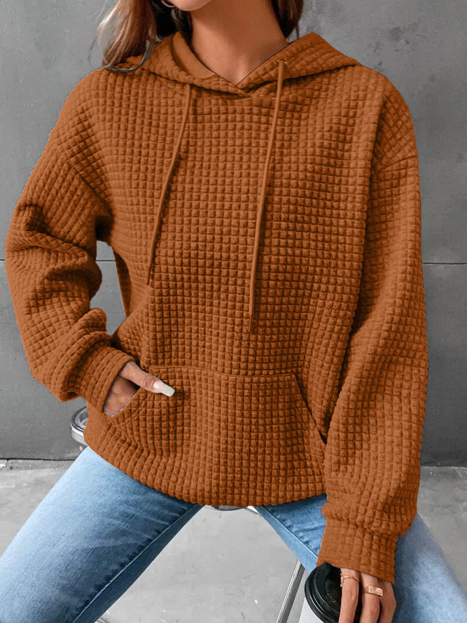 Haut en waffle pour femmes avec poche kangourou et coupe décontractée Levoire