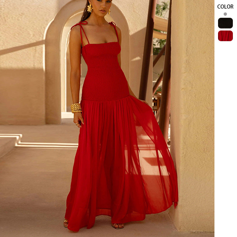 Robe maxi pour femmes avec bretelles spaghetti réglables et coupe élégante Levoire