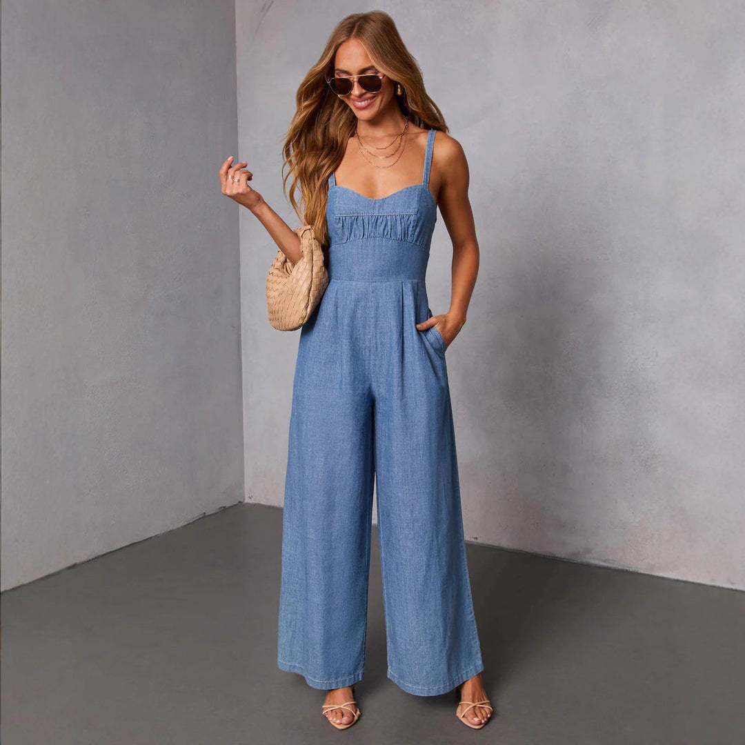 Combinaison en jean pour femmes avec jambes larges et bretelles élégantes Levoire