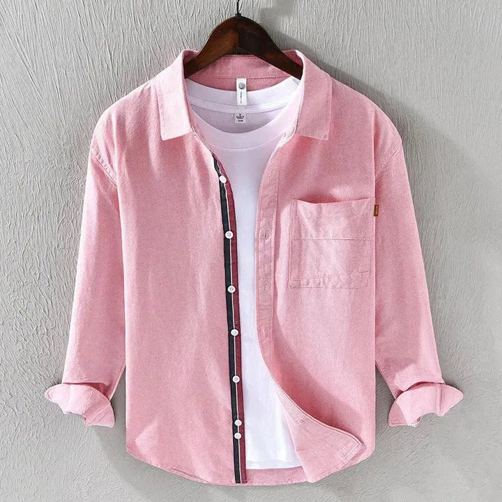 Levoire | Chemise à manches longues pour hommes décontractée pêche
