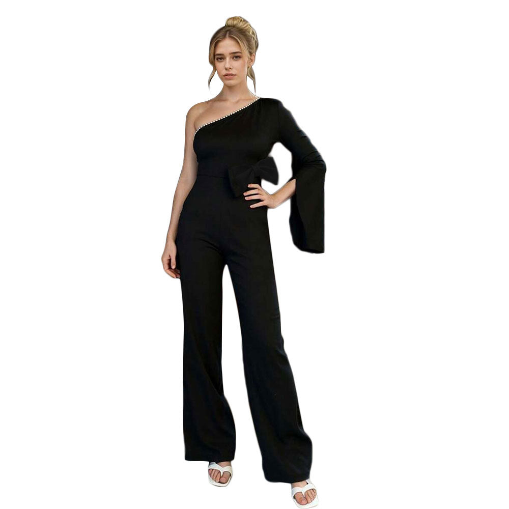 Combinaison femme avec design asymétrique et appliqué nœud élégant Levoire