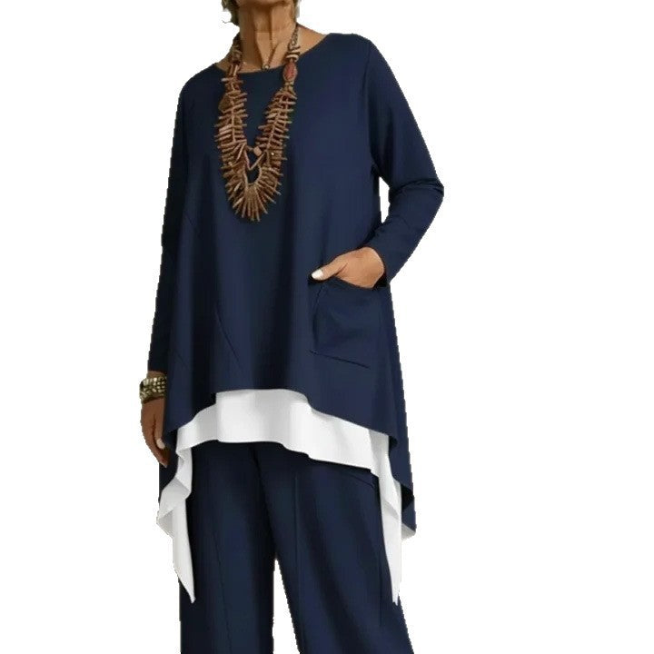 Ensemble décontracté pour femmes composé d'un haut asymétrique et de pantalons larges Levoire