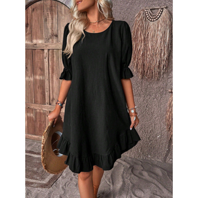 Levoire | Swing ¾-manches Encolure ronde Robe claire Noir