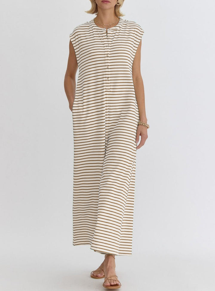 Combinaison décontractée femme avec motif stripes moderne et poches pratiques Levoire