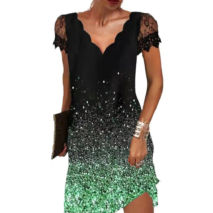 Levoire | Moderne Aaltomainen V-col Longue Manche Courte Robe