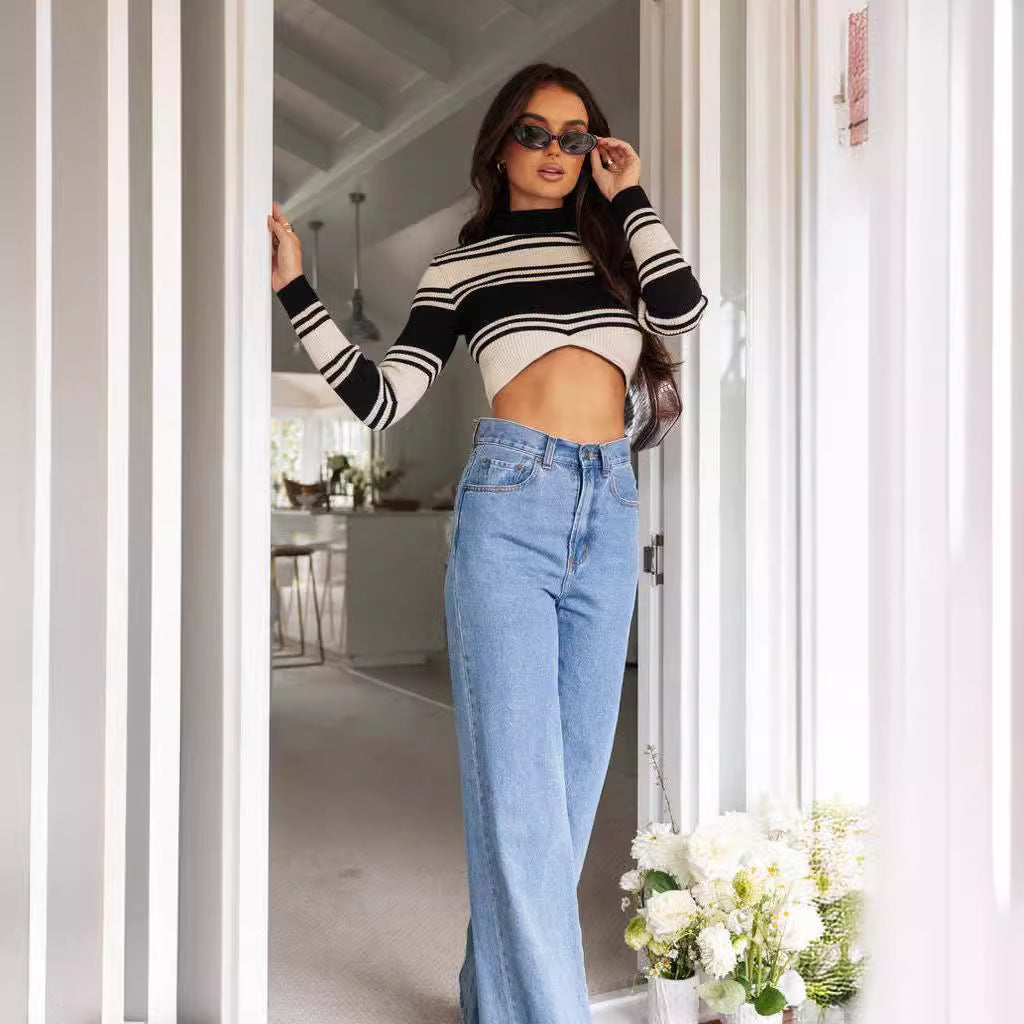Jean ample pour femmes à taille haute et ourlet effiloché Levoire